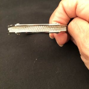 Silver tone crystal bangle bracelet